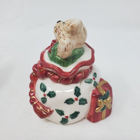 Holiday Elf Bear Salt Pepper Shaker Set, 2003 Fitz and Floyd Christmas - Picture 5 of 11